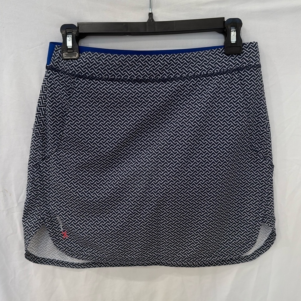 RLX Ralph Lauren Pleated Golf Skirt sz XS navy blue geometric - Picture 1 of 6